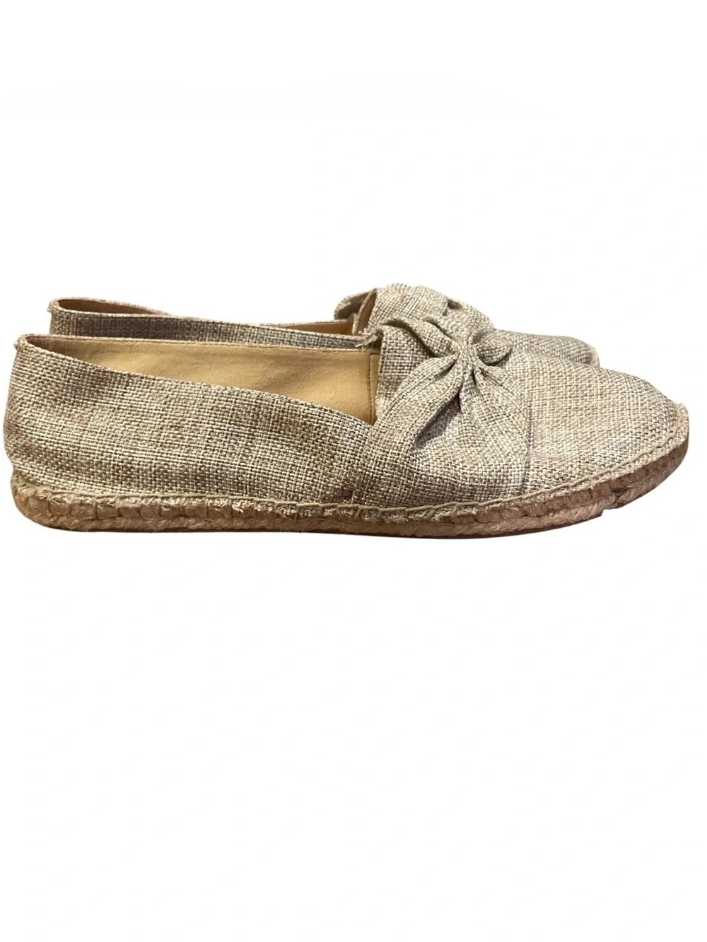Talbots Izzy Knot Linen Espadrille Flats Beige Women’s Size 11M Slip On Shoes